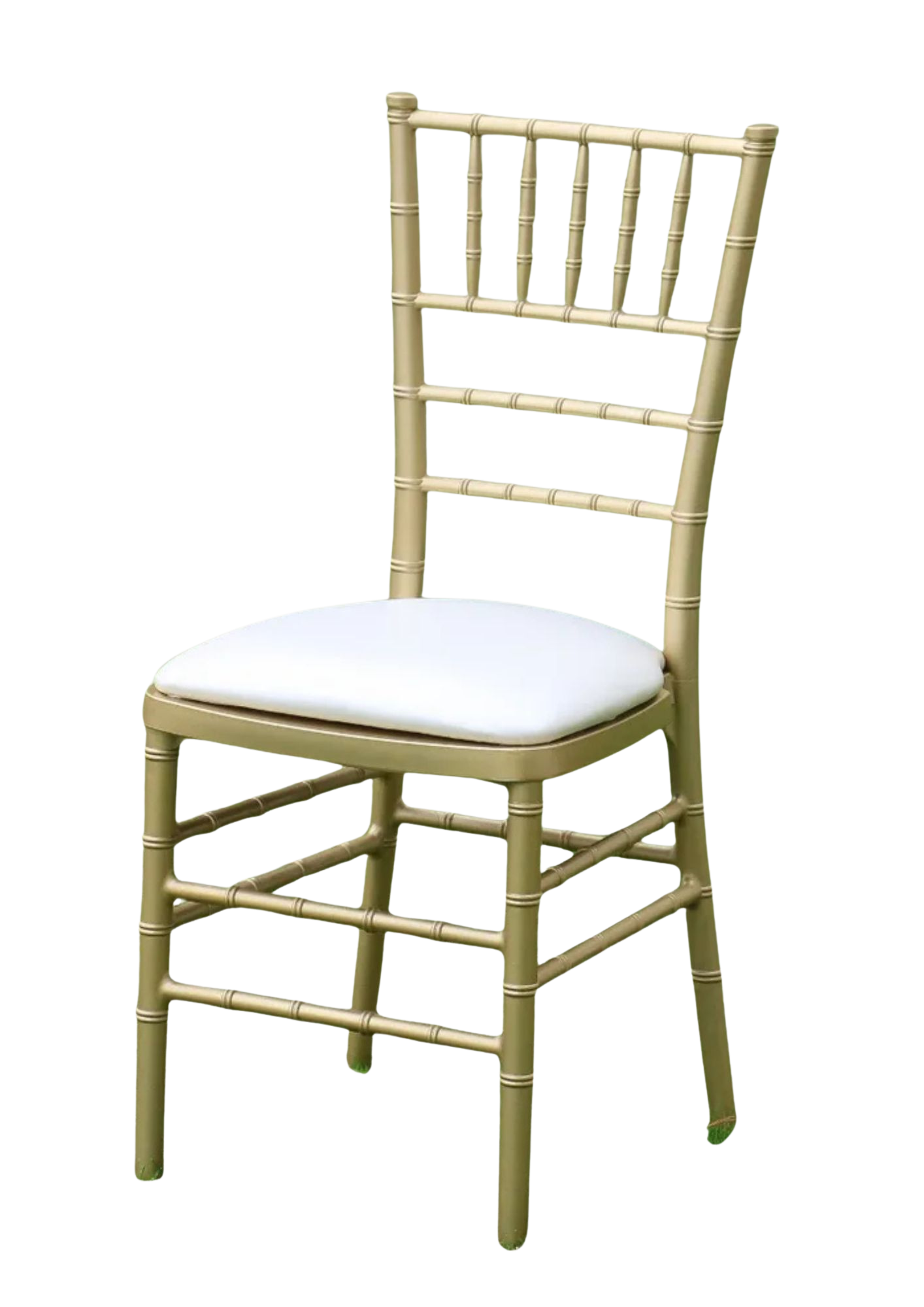 Gold Chiavari Chair with Ivory Cushion Chair rentals for weddings, anniversaries, reunions, and birthday parties